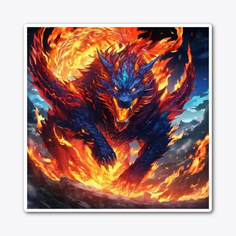 Flaming Dragon Wolf